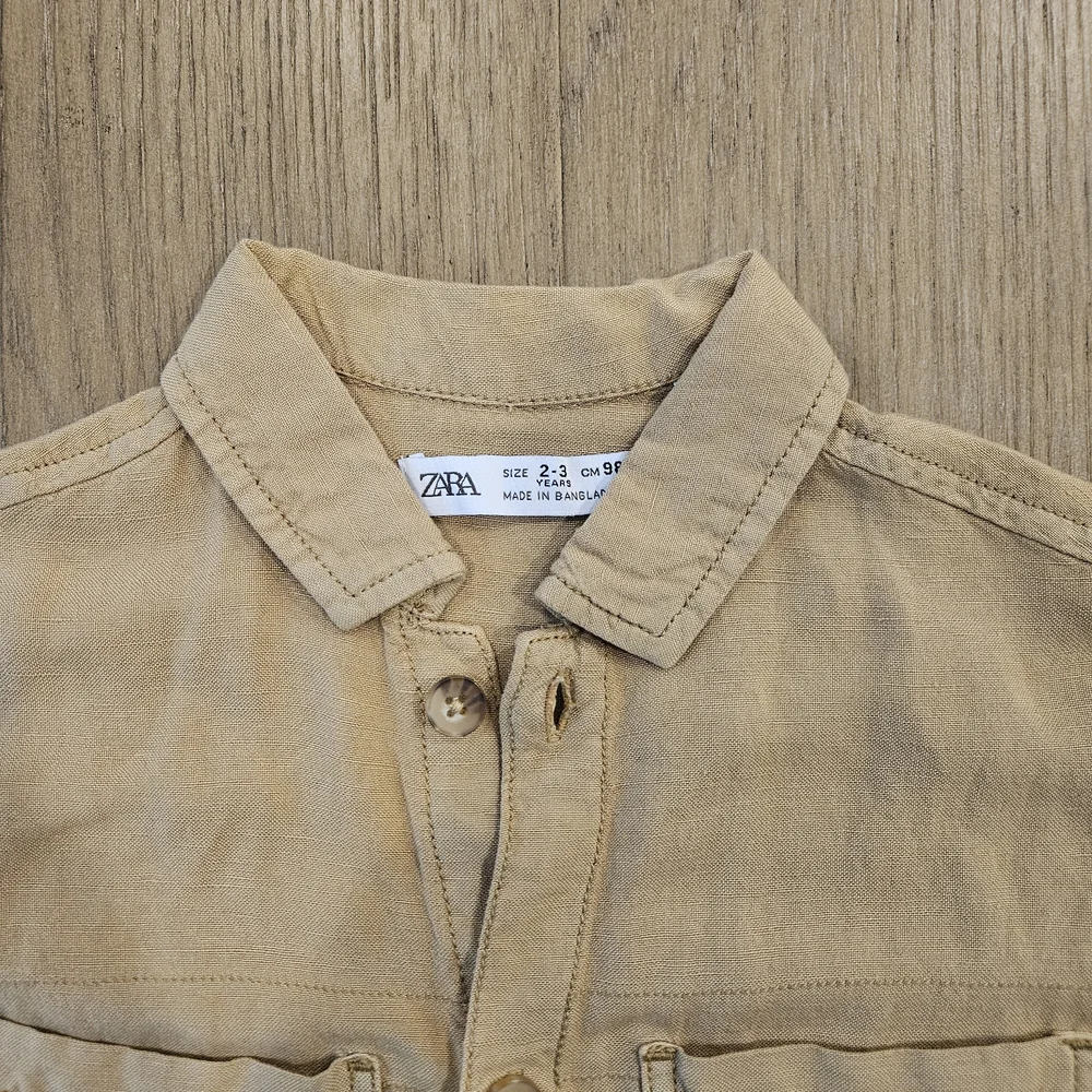ZARA Camel Short Sleeve Button Down Shirt Size 3T NWT - Picture 6 of 6